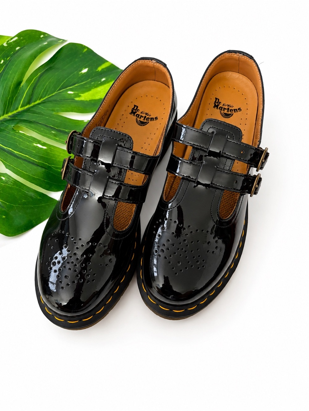 Dr Martens 8065 Patent Leather Mary Jane Shoes Black Double Strap Women’s Sz